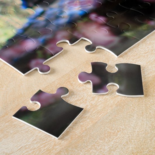 Puzzle Maison de bois à fleurs roses (Côté)