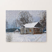 Puzzle Maison de campagne à Dusk en hiver (Horizontal)