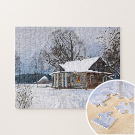 Puzzle Maison de campagne à Dusk en hiver