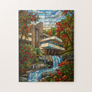 Puzzle Maison de la cascade en verre coloré Automne
