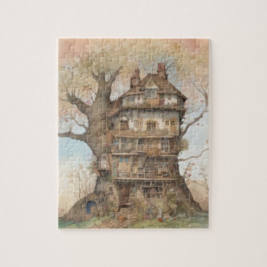 Puzzle Maison de l'arbre d'aquarelle (Vertical)