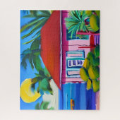Puzzle Maison de Pink Beach Art tropical (Vertical)