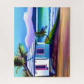 Puzzle Maison de plage blanche Art de l'océan tropical (Vertical)