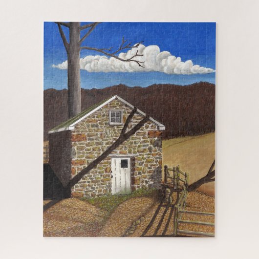Puzzle Maison de printemps coloniale en pierre (Vertical)
