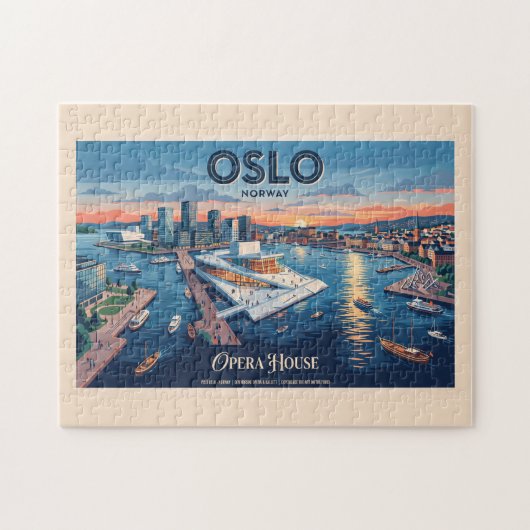 Puzzle Maison d'opéra d'Oslo Affiche de voyage vintage - (Horizontal)