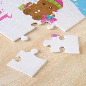 Puzzle Maison en pain d'épice de Noël rose et bleu (Côté)