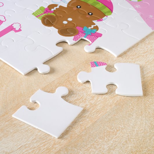 Puzzle Maison en pain d'épice de Noël rose vif (Côté)