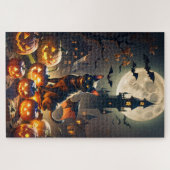 Puzzle Maison hantée, Chat-chat noir, Jack-o-lanternes (Horizontal)
