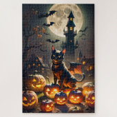 Puzzle Maison hantée, Chat-chat noir, Jack-o-lanternes (Vertical)