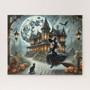Puzzle Maison, sorcière & Pleine lune hantée Halloween Vi