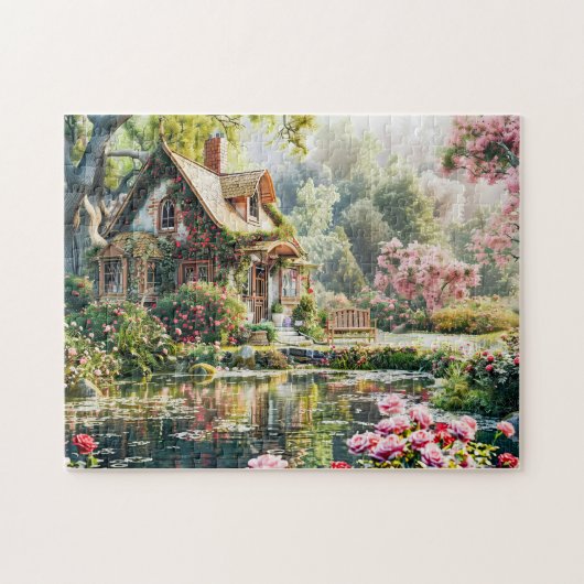 Puzzle Maisonnette fantaisiste avec rhododendrons et étan (Horizontal)