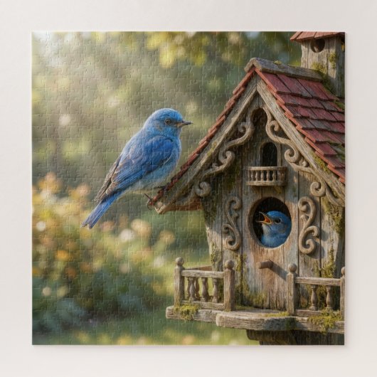 Puzzle Maisonnette victorienne avec merles bleus (Vertical)