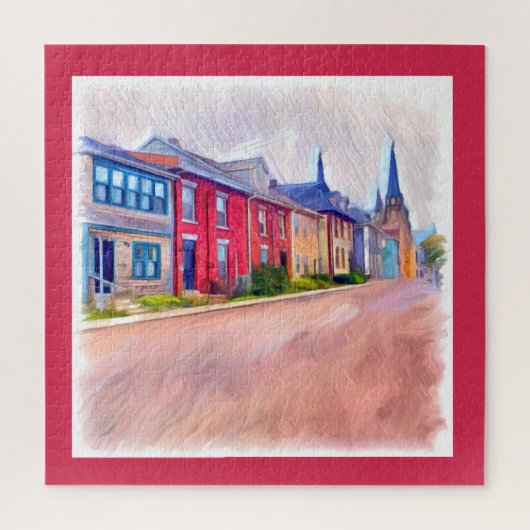 Puzzle Maisons Abstraites de rangées d'aquarelle (Vertical)