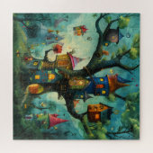 Puzzle Maisons dans un grand arbre fantaisiste (Horizontal)