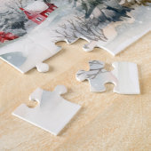 Puzzle Maisons rouges Pins verts Paysage de Noël (Côté)