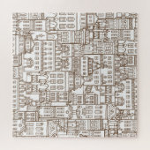 Puzzle Maisons vintages : Architectural Seamless Motif. (Horizontal)