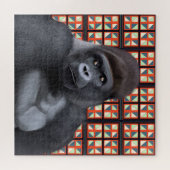 Puzzle Majestic Sitting Gorilla rouge géométrique | Faune (Horizontal)