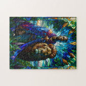 Puzzle Majestic Stained Glass Man with Lion (Horizontal)