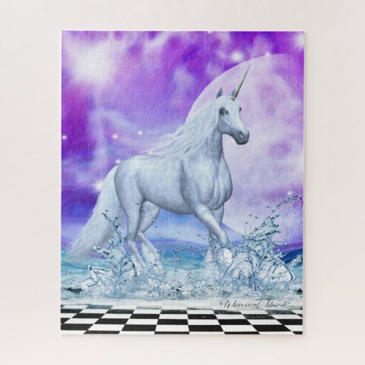 Puzzle Majestic Unicorn Dancing in the Water (Vertical)