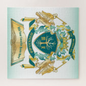 Puzzle Make Your Own Emblem Tree Book Key Crown Gold Jade (Horizontal)