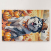 Puzzle Malamute d'Alaska en automne quitte Thanksgiving A (Horizontal)