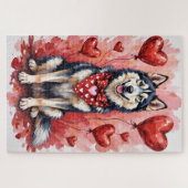 Puzzle Malamute d'Alaska pour la Saint-Valentin - Art de  (Horizontal)