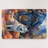 Puzzle Malamute d'Halloween en Alaska avec la peur Citrou (Horizontal)