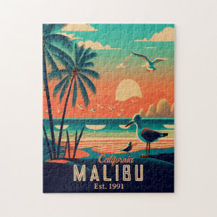 Puzzle Malibu California Retro Sunset Souvenirs 1950