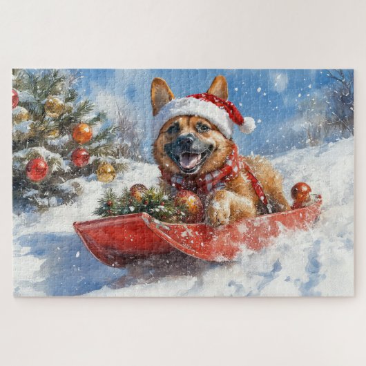 Puzzle Malinoi belge dans la boue Laisser neiger Noël (Horizontal)