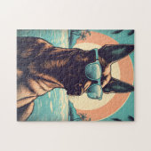 Puzzle Malinois belge à la plage tropicale au coucher du (Horizontal)