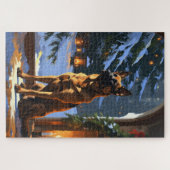 Puzzle Malinois belge avec lumières de Noël vacances (Horizontal)