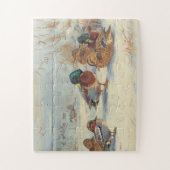 Puzzle Mallard et turquoise dans la neige, Oiseaux (Vertical)
