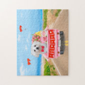 Puzzle Maltese Dog Valentine's Day Truck (Vertical)