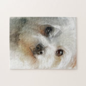 Puzzle Maltese dog watercolor portrait (Horizontal)