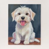 Puzzle Maltese Puppy White Dog Painting (Vertical)