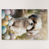Puzzle Malti Tzu Chien avec Oeufs de Pâques Vacances (Horizontal)