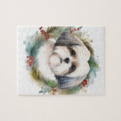 Puzzle Malti Tzu Christmas Wreath Festive Pup (Horizontal)