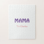 Puzzle Mama mères heureuses rétro violet ajouter nom text<br><div class="desc">conception</div>