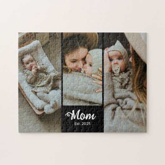 Puzzle Maman a établi un script gras moderne noir 3 Photo (Horizontal)