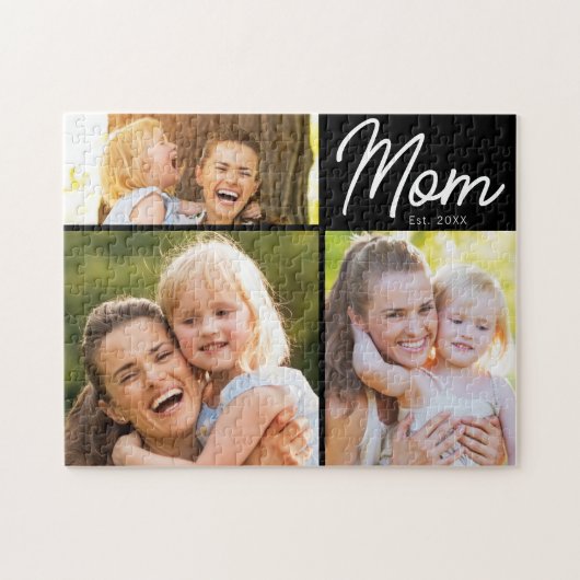 Puzzle Maman a fondé 3 Script Photo Noir (Horizontal)