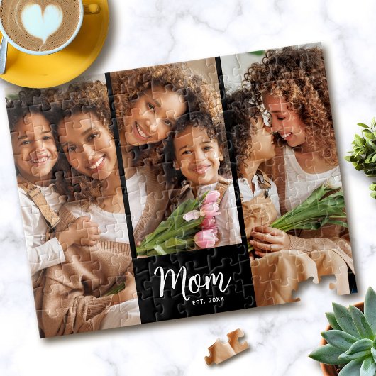 Puzzle Maman Date de Création Script 3 Photo Gras Moderne