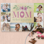 Puzzle Maman le coeur de la famille Multi Photo<br><div class="desc">Photo personnalisée puzzle puzzle pour maman. Le design est composé d'un dicton de maman douce, d'un arrangement floral aquarelle et de 8 de vos photos préférées. La citation dit "Maman, le coeur de la famille". MOM est écrit en caractères majuscules gras avec un coeur dans la lettre "O". Le modèle...</div>