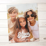 Puzzle Maman nous t'aimons coeur photo blanc texte mère j<br><div class="desc">Jig a vu puzzle avec votre photo personnalisée et le texte "Maman,  nous t'aimons" et petits coeurs blancs.</div>