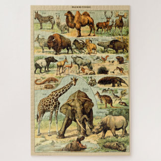 Puzzle Mammifères vintages Animaux Vieux art d'illustrati