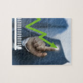 Puzzle Man showing stock price touchscreen concept (Horizontal)