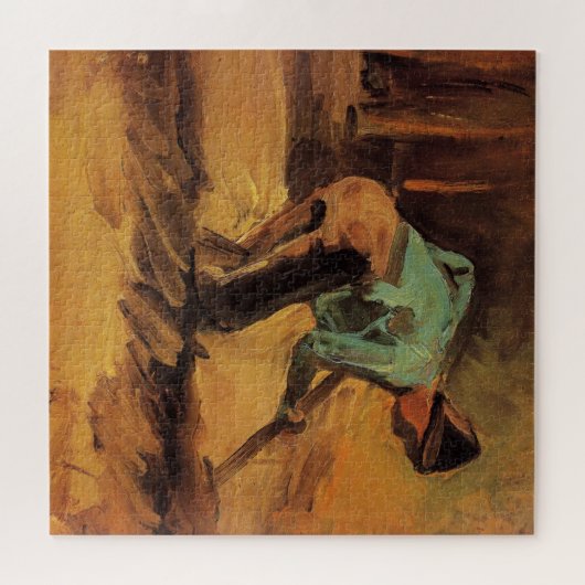 Puzzle Man Stooping with Stick, Spade de Vincent van Gogh (Horizontal)