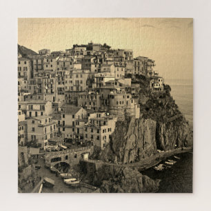 Puzzle Manarola in Sepia Tones - Italy - 20x20 - 676 pcs.