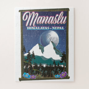 Puzzle Manaslu Himalayas Népal affiche de voyage carte