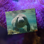 Puzzle Manat amazonien nageant au-dessus du récif.<br><div class="desc">C'est une image générée par l'IA. C'est censé être un Manat Amazonien. Et je voulais qu'il nage au-dessus d'un récif amazonien.</div>