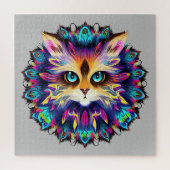Puzzle Mandala avec joli portrait de chat en fureur (Vertical)